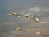 The remains of a ship below Whitby Abbey.