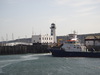 Scarborough Harbour and beacon.