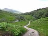 The path heading northeastwards along the western bank of the River Falloch.