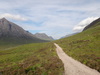 The path heading westwards away from the main road.