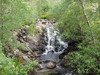 A stream coming down the hillside.