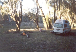 AG07	The campervan at the campsite beside the Murray River at Cobram.