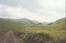 AJ14	Looking southeast down Glen Lednock from the climb up to the dam.