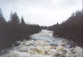 AS21	Looking along the Black Water from the bridge to the east of Inchbae Lodge.