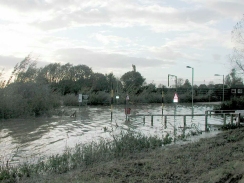 PA230045	The flooded station car park in Waterbeach.