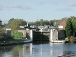 PB040096	Looking up the Knowle flight of locks from the bottom lock. 