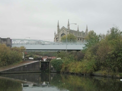 PB110128	A disused church visible above one of the Camphill Locks.