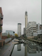 PB110137	Looking west towards the BT tower at the Farmers Bridge locks.