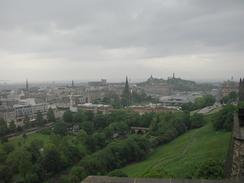 P6080043	The view from the castle towards Waverley Station and Calton Hill.