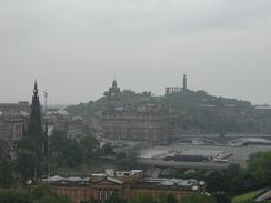 P6080055	The view from the castle towards Waverley Station and Calton Hill.