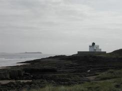 P2002A070006	Harkess lighthouse, with one of the Farne islands behind. 