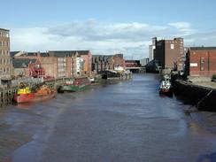 P2002A230019	The view up the River Hull from the Garrison Road bridge. 