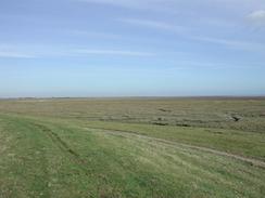 P2002A280035	Looking across the sea bank and the saltmarshes. 