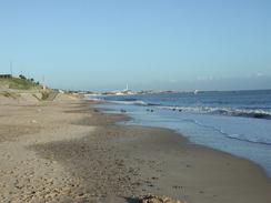 P2002B070007	Looking along the beach nrthwards towards Gorleston-on-Sea. 