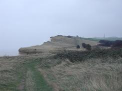 P2002C100017	A view along the path at the top of the cliffs leading towards the Dover Patrol Memorial. 