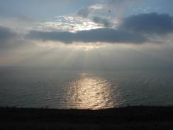 P2002C110040	Sunlight reflecting in the sea over South Foreland. 