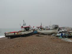 P2002C120004	Boats on the beach in Hythe. 