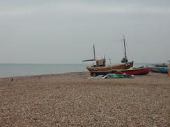 P2002C170031	Boats on the beach in Hove. 