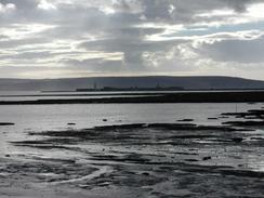 P2002C280026	Looking across the marshes towards Hurst Castle. 