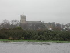 P2002C290005	The view across the river towards Christchurch Priory. 