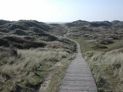 P20032180036	The boardwalk leading towards the mouth of the Taw through the dunes.