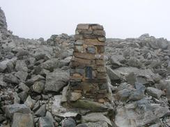 P20035062395	The trig point at the summit of Scafell Pike.