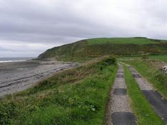 P20035233117	The track leading alongside the beach towards the Mull of Sinniness.