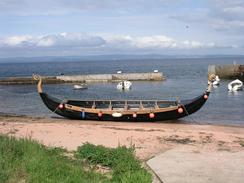 P20036174338	A boat at the quay in Corrie.