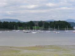 P20036304794	Boats in Dunstaffnage Bay, with the castle behind.