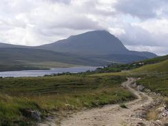 P20038136882	Loch Hope and Ben Hope viewed from the lay-by at the end of the walk.