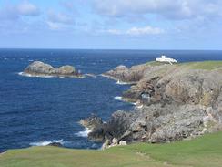 P20038146993	Looking down on the lighthouse at Strathy Point.