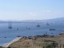 P20038260131	Oil rigs moored in the Moray Firth.