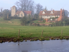 P2005B198361	Looking over the canal towards Oddingley Church.