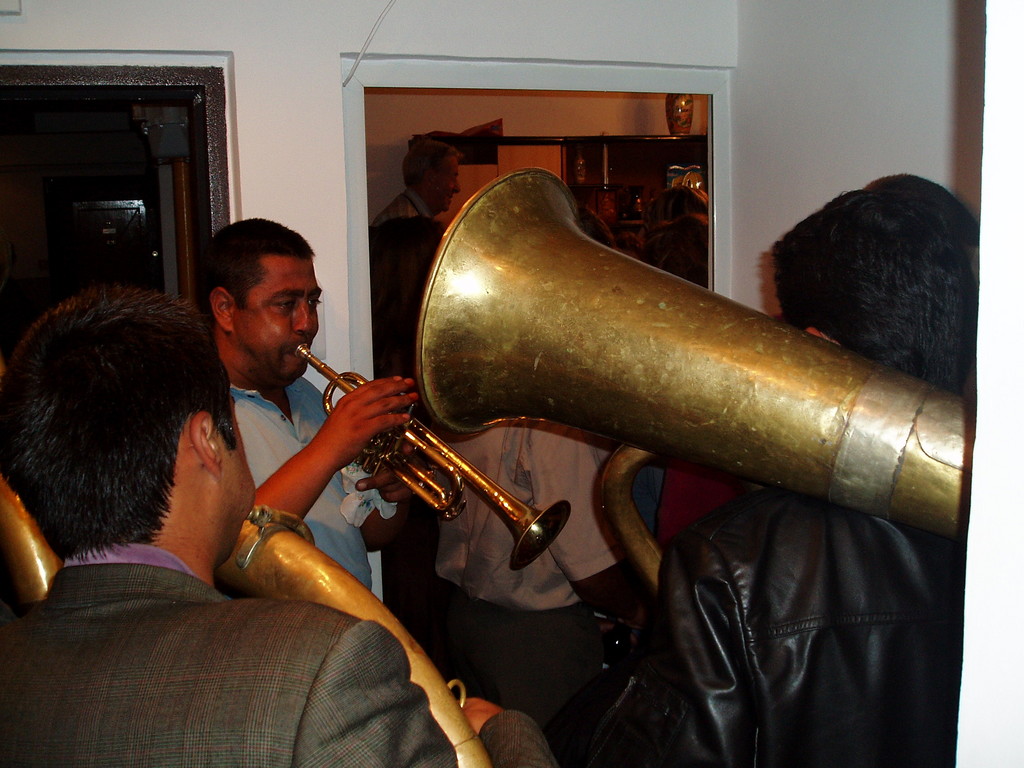 The brass band in the flat.