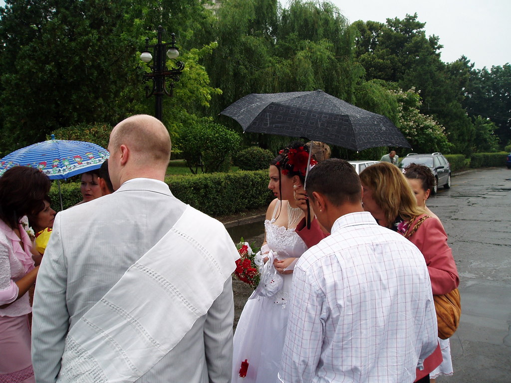 Getting ready to go into the church.