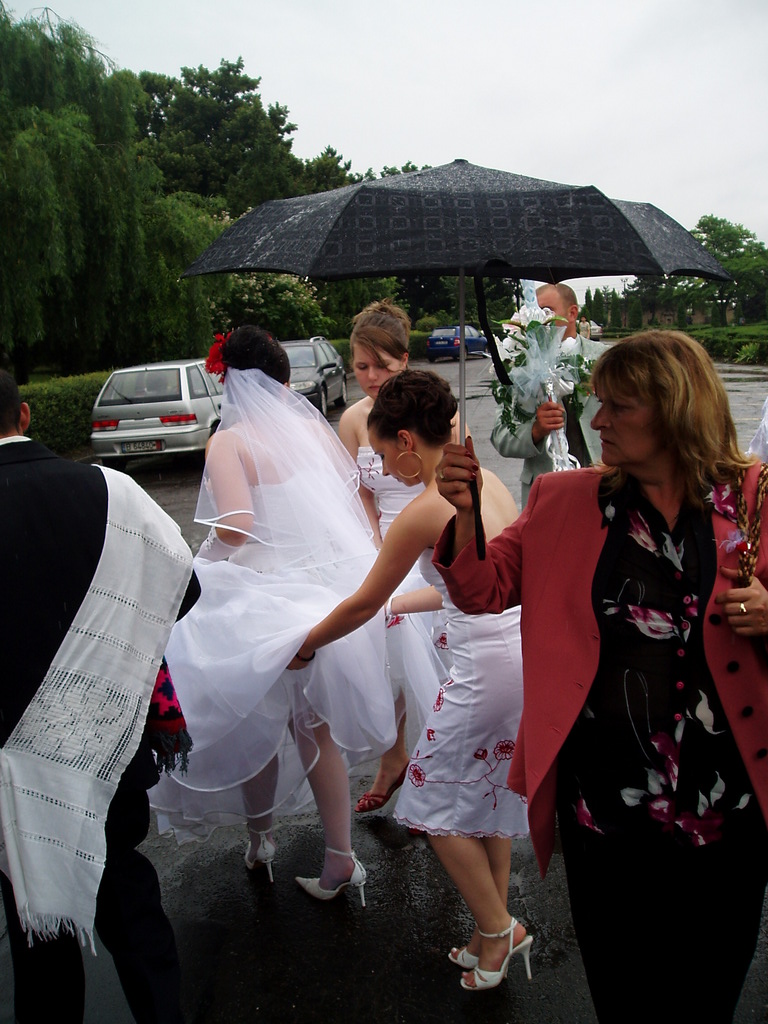 Getting ready to go into the church.