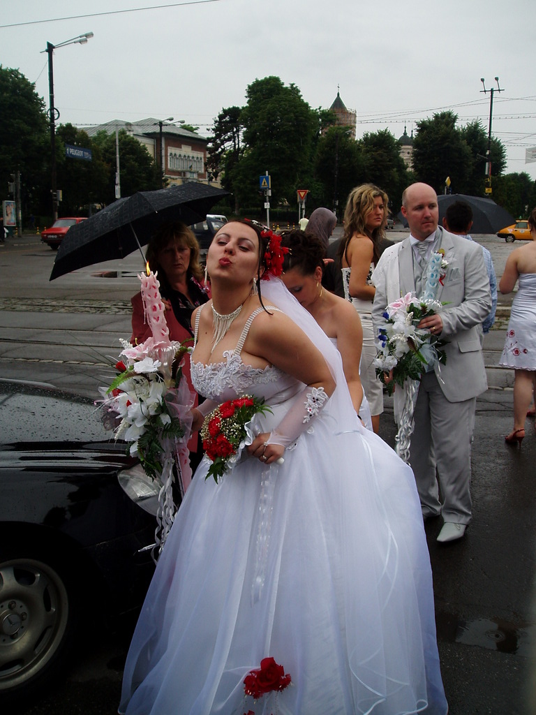 Ina getting ready to leave the church.