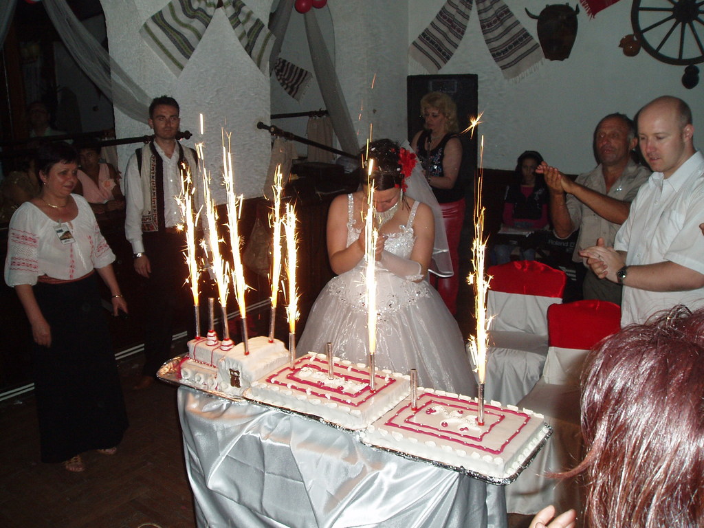 Cutting the cake.