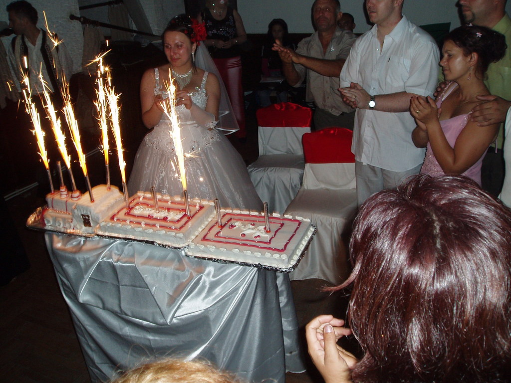 Cutting the cake.