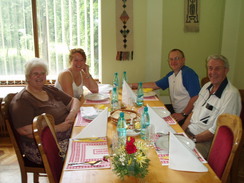 P20067020147	Shirley, Ron, Chris and Marie at a late breakfast on Sunday.