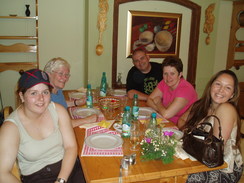 P20067020149	Becky, Linda, John, Jane and Natalie at a late breakfast on Sunday.