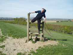 P20074060487	Gary crossing a stile across nowhere.