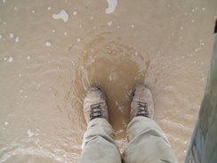 P20074100274	Wetting my boots in the sea at Prestatyn beach.