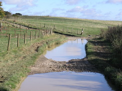 P2007A309919	A flooded stretch of track near Inkpen Hill.