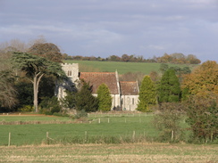 P2007B090856	Looking down over Nunton church.