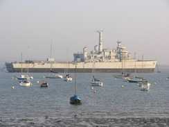 P2007C192038	A ship moored in Portsmouth Harbour.