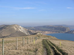 P20082103253	Looking east to Flower's Barrow from Bindon Hill.