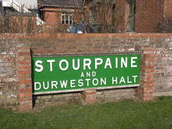 P20082183622	An old station nameboard in Durweston.