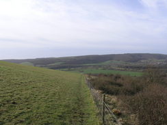 P20082273770	The view from the trig pillar on Hambledon Hill.