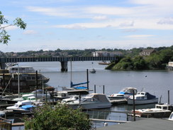 P20087305135	Looking downstream to the railway bridge over the Itchen at St Denys.